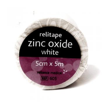 Ταινία Αυτοκόλλητη Στερέωσης Επιδέσμων Zinc Oxide 5cm x 5m του οίκου Reliance Medical Αγγλίας