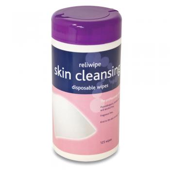 Απολυμαντικά Μαντηλάκια Καθαρισμού Δέρματος Skin Cleansing σε δοχείο των 125 τεμαχίων του οίκου Reliance Medical Αγγλίας