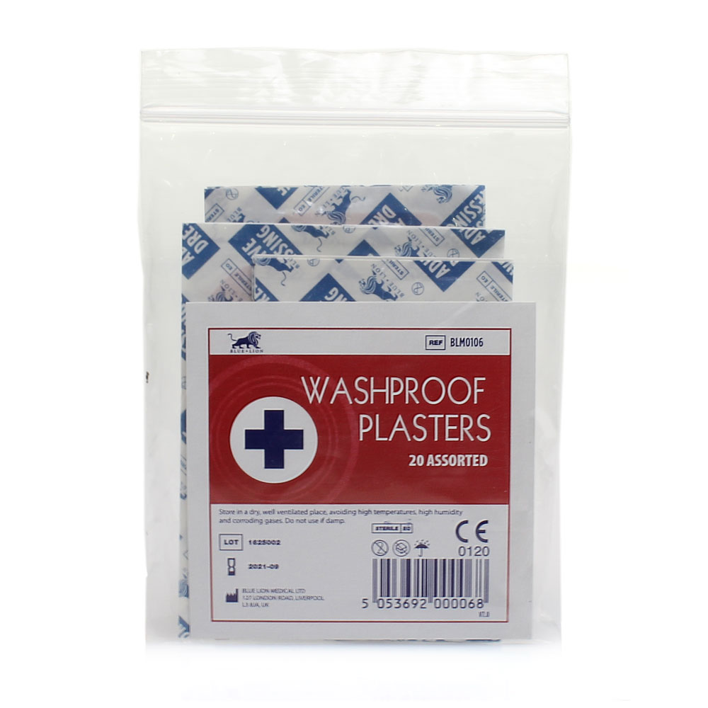 Λευκοπλάστες Αδιάβροχοι Blue Lion Washproof Plasters διαφόρων διαστάσεων σε συσκευασία 20 τεμαχίων