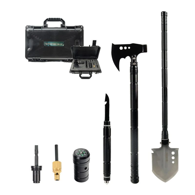 Πολυλειτουργικό πτυσσόμενο φτυάρι με τσεκούρι σε πλαστική θήκη για camping και outdoor χρήση